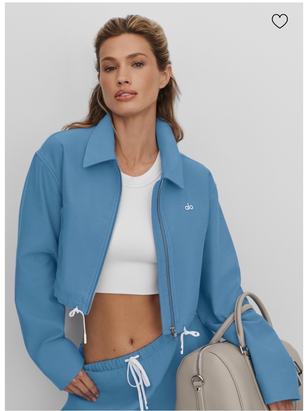 16. ALO Cropped Fan Favorite Full Zip Jacket - California Blue